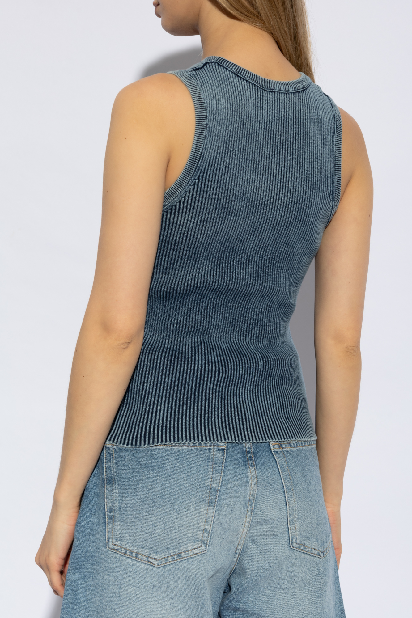 ◆DIESEL◆ M Anchor A SL Tank Top Piquet A148170ANAH8ATSS25 Women's Rib-knit tank top with Oval D | Blue | Diesel